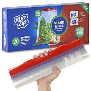 XupZip® X-Large Zip Lock Freezer Bags, 9.1L Expandable Base