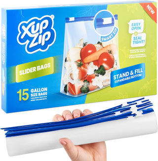 XupZip® Large Zip Lock Slider Freezer Bags, 4.55L Expandable Base