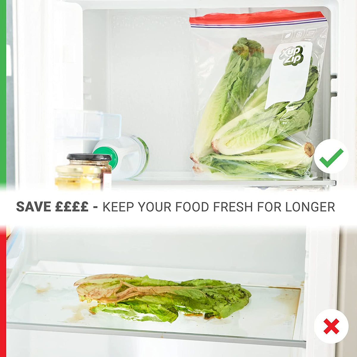 XupZip® X-Large Zip Lock Slider Freezer Bags, 9.1L Expandable Base