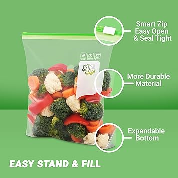 XupZip® Medium Zip Lock Slider Freezer Bags, 2.27L Expandable Base