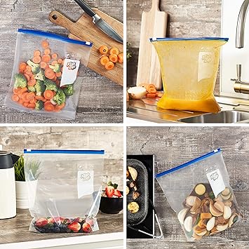 XupZip® Large Zip Lock Slider Freezer Bags, 4.55L Expandable Base