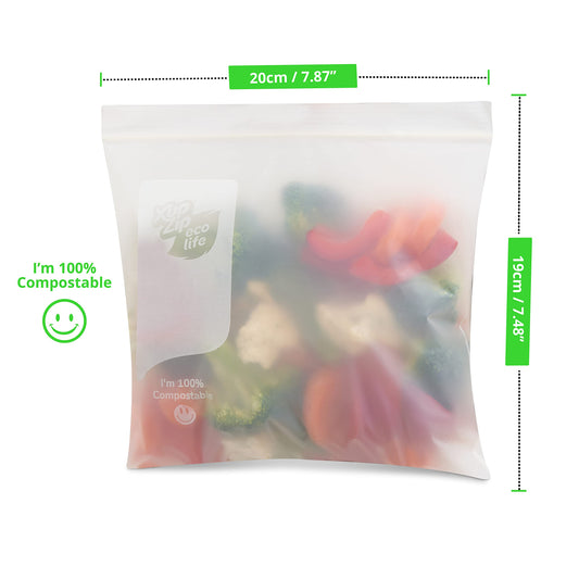 Biodegradable Ziplock Bags by XupZip® - 100% Compostable Sandwich Bag Pack - Food Storage Bags with Airtight Seal - BPA Free Lunch Bag for Home, Work, Travel - Multi-Purpose Freezer Bag - 40 Count