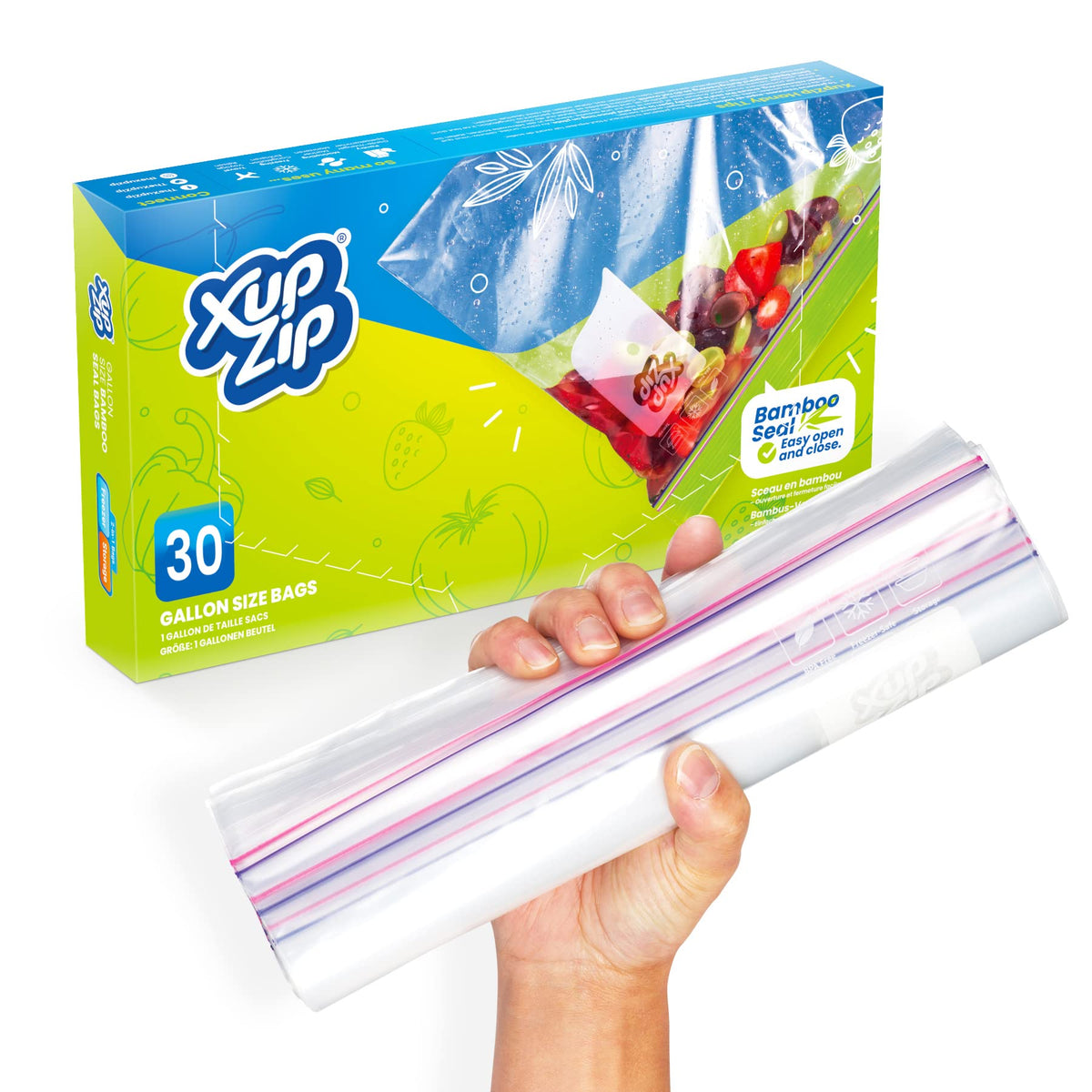 XupZip® Large Zip Lock Freezer Bags, 4.55L Airtight Click-Seal
