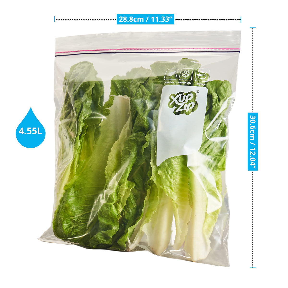 XupZip® Large Zip Lock Freezer Bags, 4.55L Airtight Click-Seal